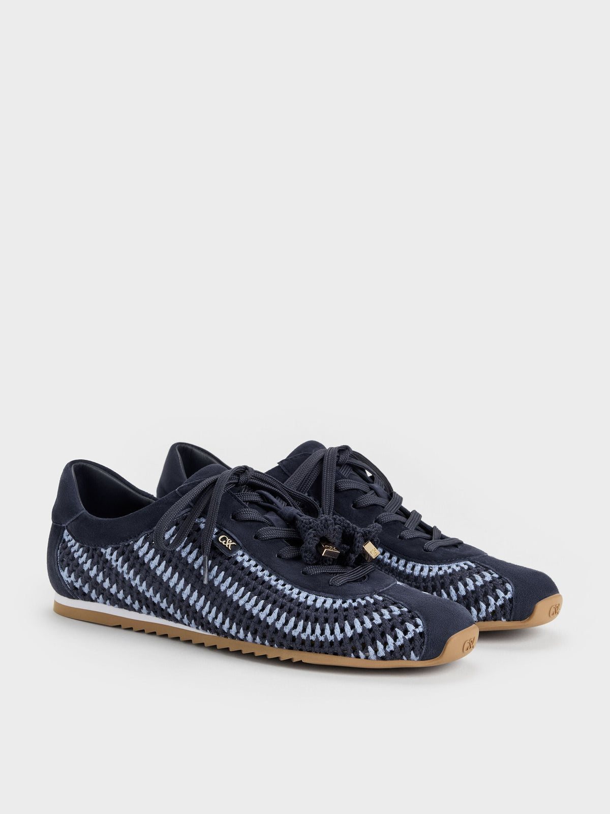 CHARLES & KEITH Classic | Jace Crochet & Suede Flower Sneakers - Blue
