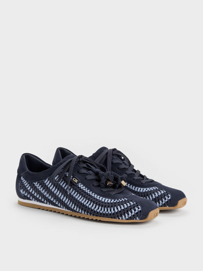 CHARLES & KEITH Classic | Jace Crochet & Suede Flower Sneakers - Blue