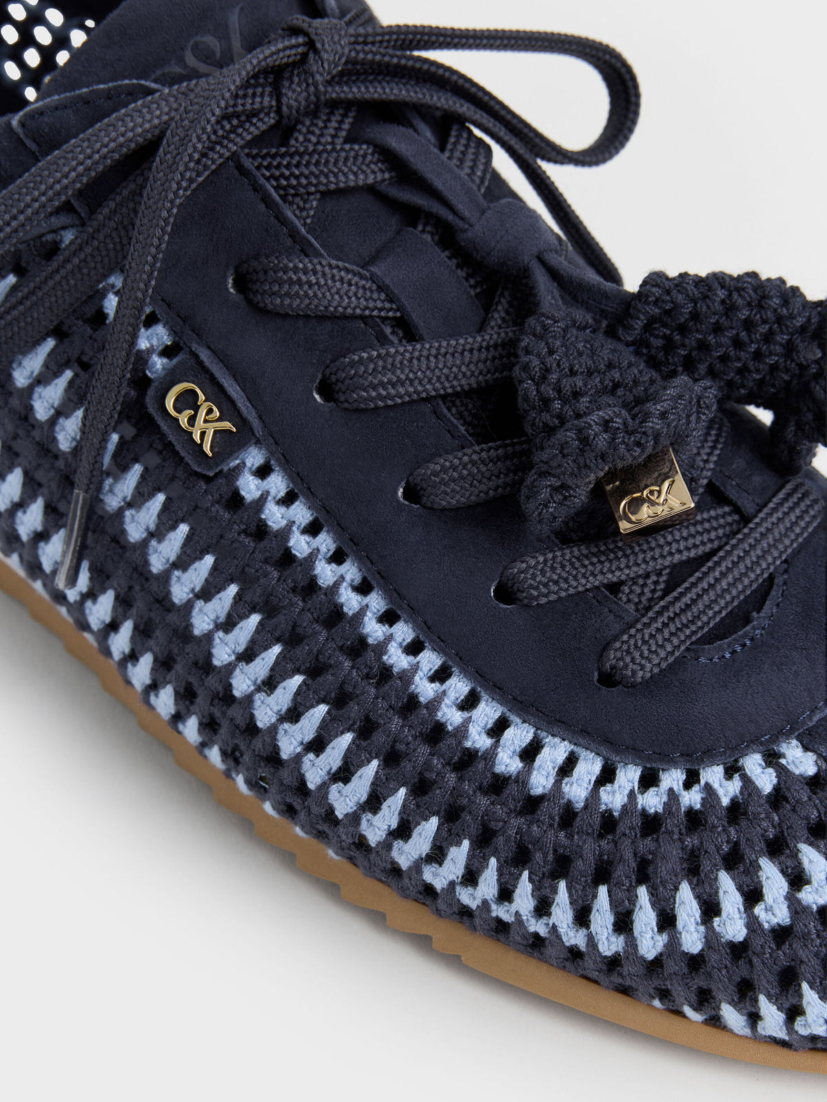 CHARLES & KEITH Classic | Jace Crochet & Suede Flower Sneakers - Blue