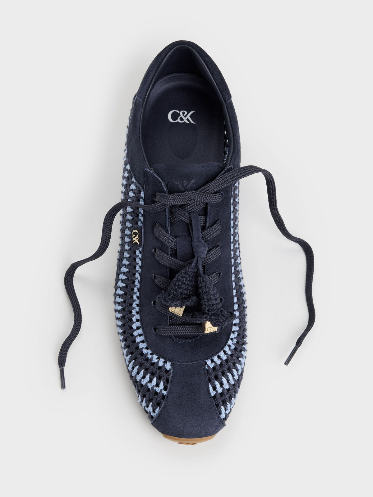 CHARLES & KEITH Classic | Jace Crochet & Suede Flower Sneakers - Blue
