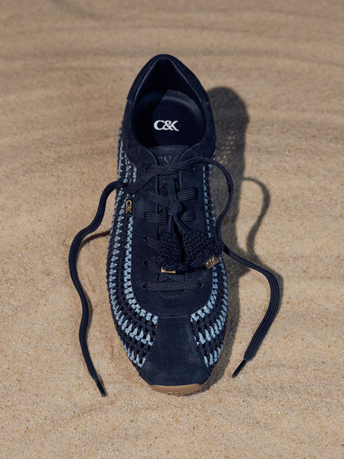CHARLES & KEITH Classic | Jace Crochet & Suede Flower Sneakers - Blue