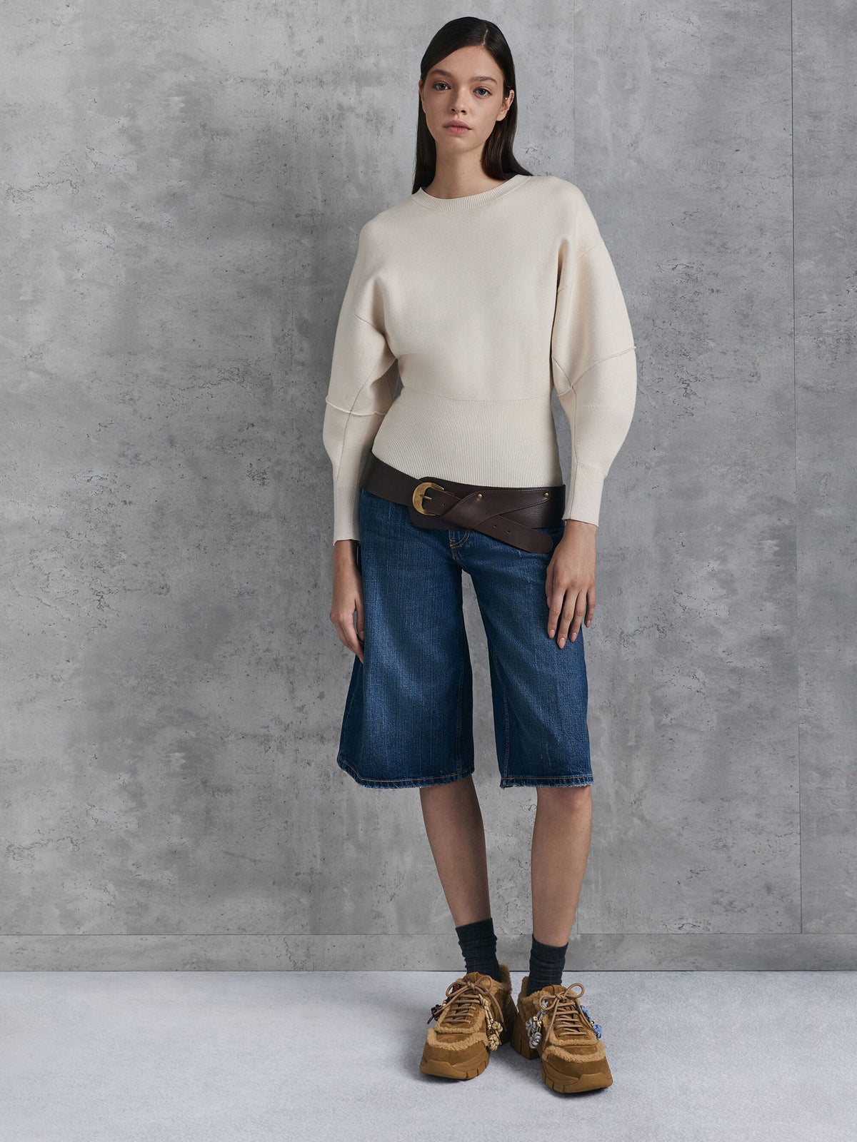 CHARLES & KEITH Best Seller | Yunna Suede & Faux Shearling Chunky Sneakers - Brown