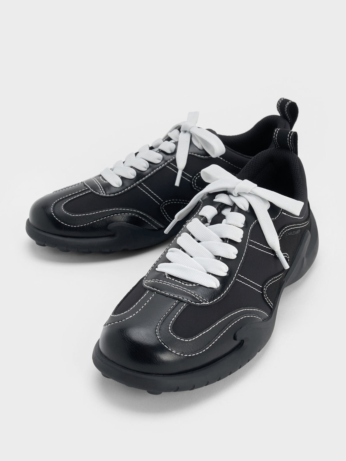CHARLES & KEITH Sale | Minette Low-Top Sneakers - Black Textured