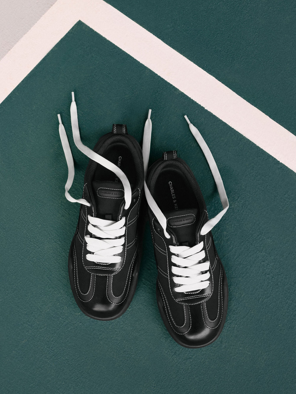 CHARLES & KEITH Sale | Minette Low-Top Sneakers - Black Textured