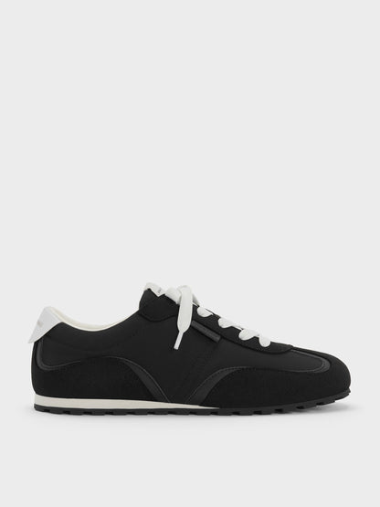CHARLES & KEITH Signature | Nylon Contrast-Panel Sneakers - Black Textured