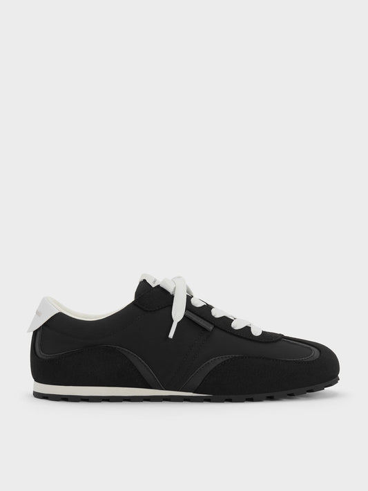 CHARLES & KEITH Signature | Nylon Contrast-Panel Sneakers - Black Textured