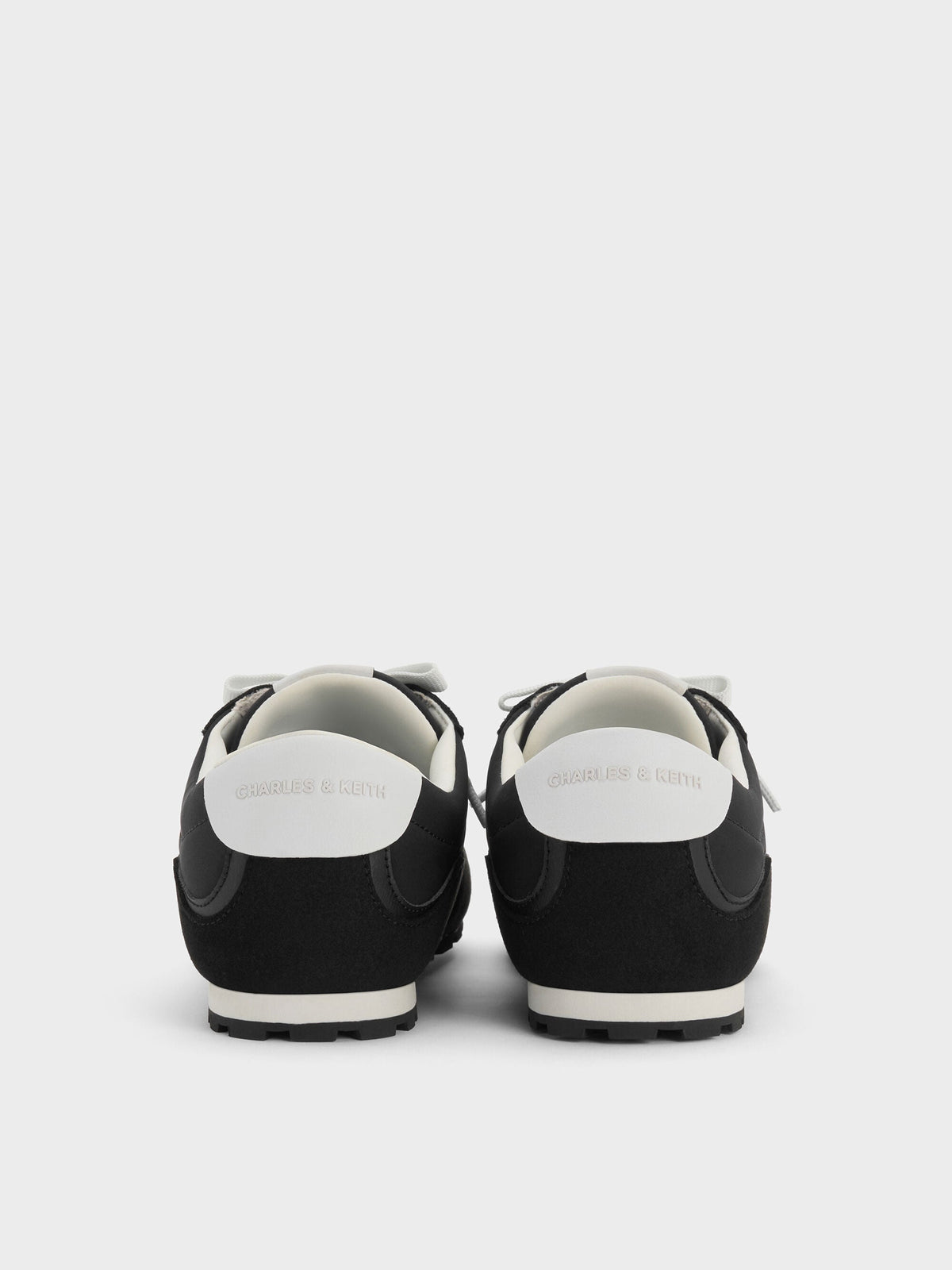 CHARLES & KEITH Signature | Nylon Contrast-Panel Sneakers - Black Textured
