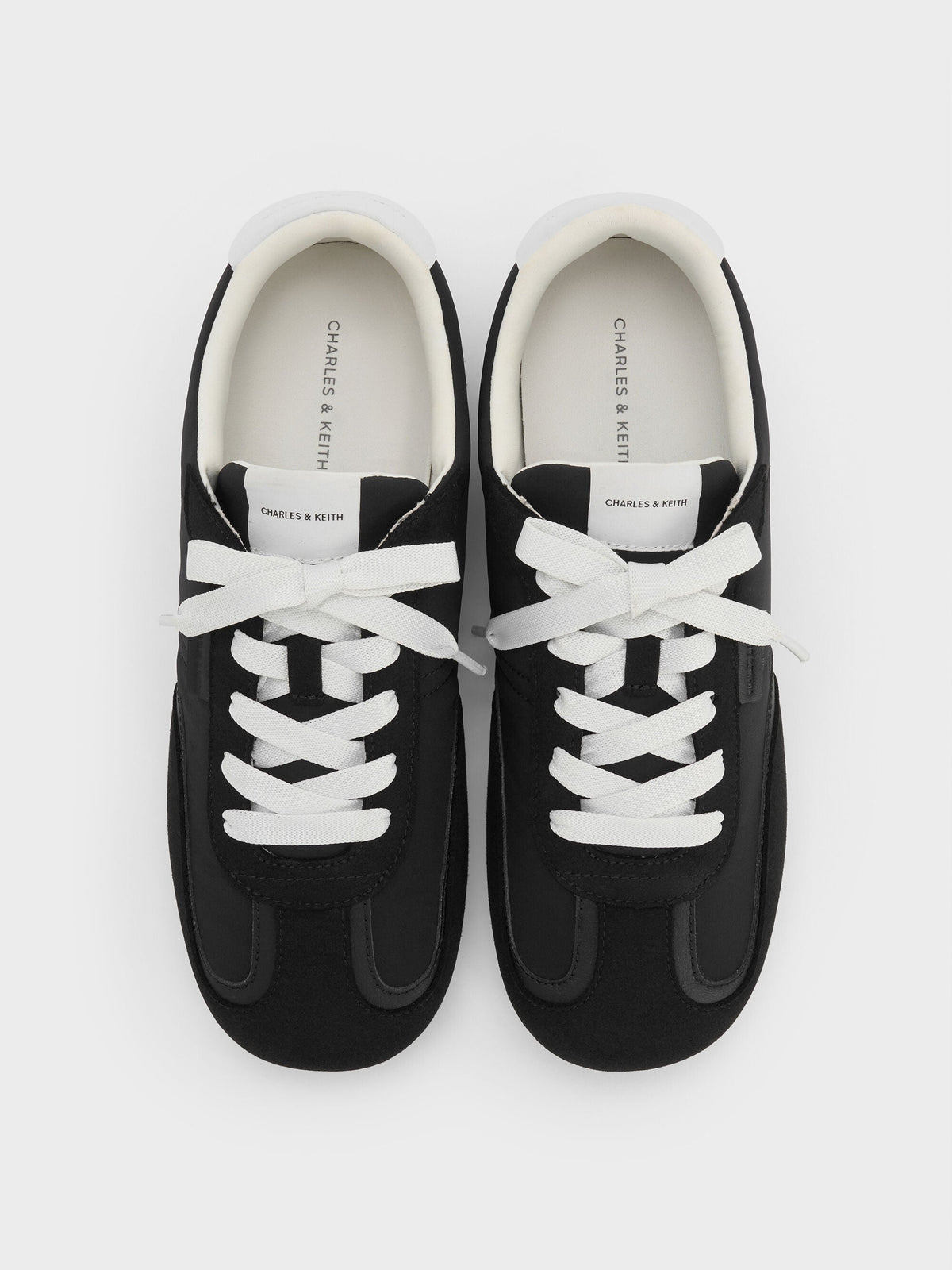 CHARLES & KEITH Signature | Nylon Contrast-Panel Sneakers - Black Textured