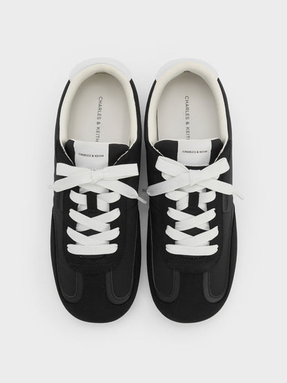 CHARLES & KEITH Signature | Nylon Contrast-Panel Sneakers - Black Textured