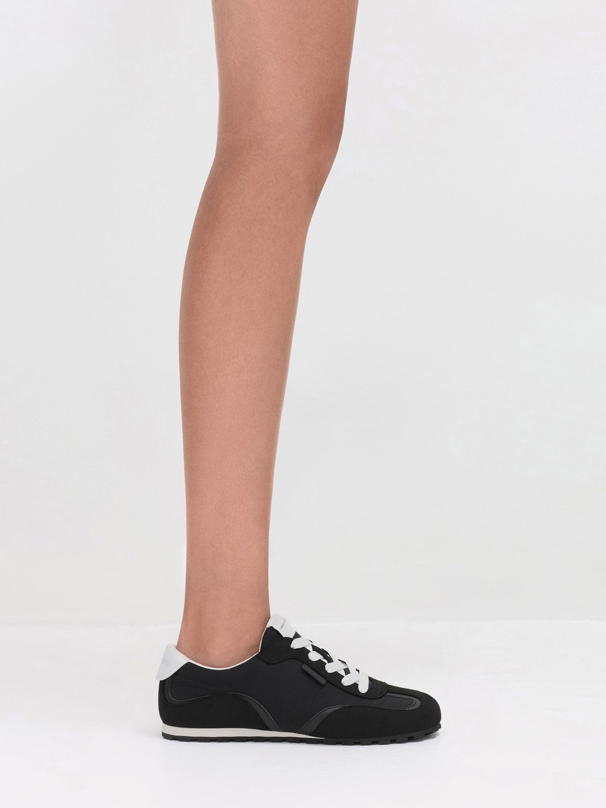 CHARLES & KEITH Signature | Nylon Contrast-Panel Sneakers - Black Textured