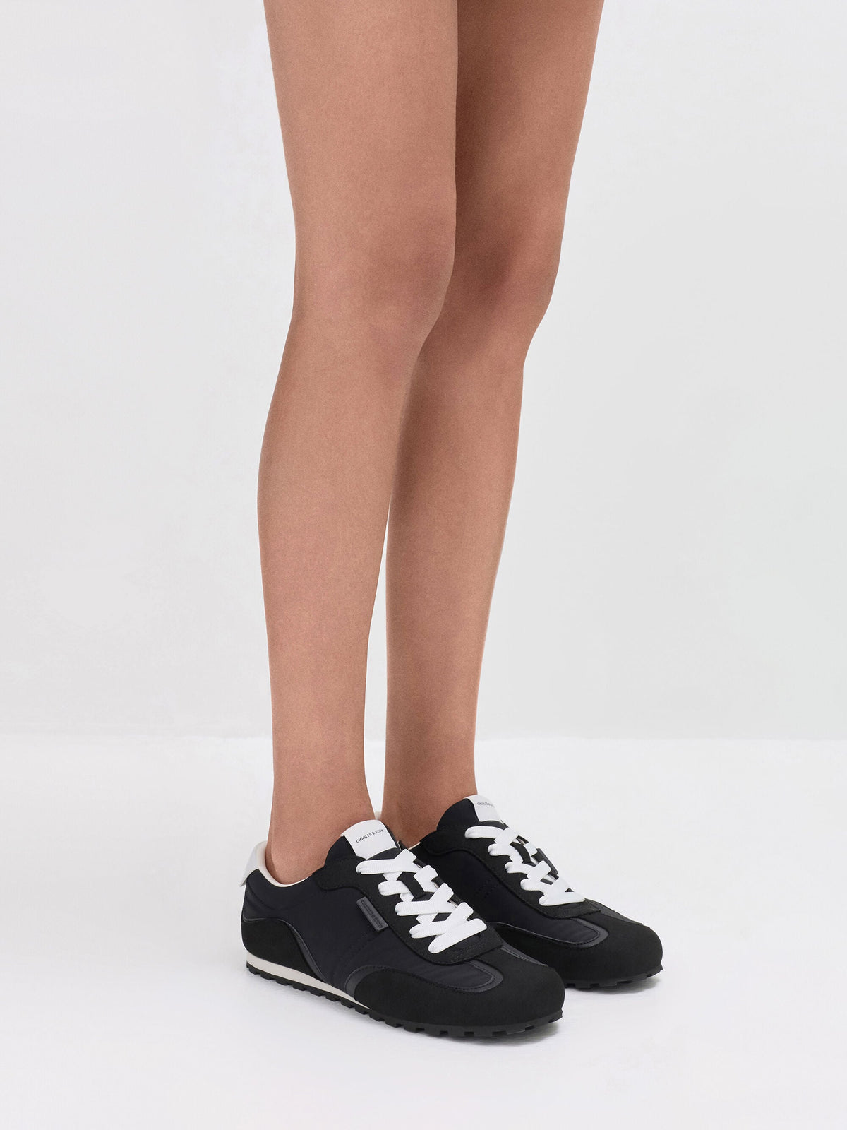 CHARLES & KEITH Signature | Nylon Contrast-Panel Sneakers - Black Textured