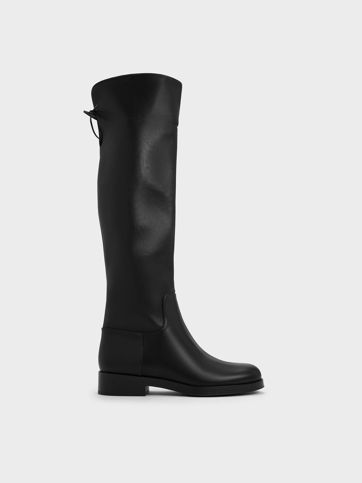 CHARLES & KEITH Best Seller | Louisa Fold-Over Thigh-High Boots - Black