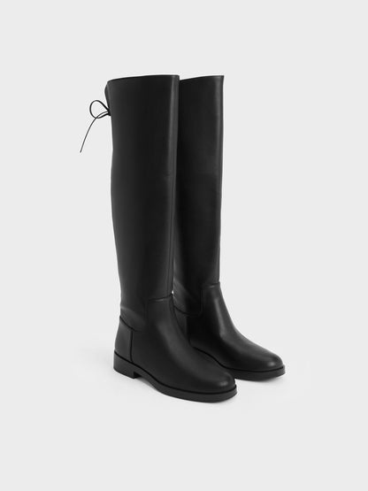 CHARLES & KEITH Best Seller | Louisa Fold-Over Thigh-High Boots - Black