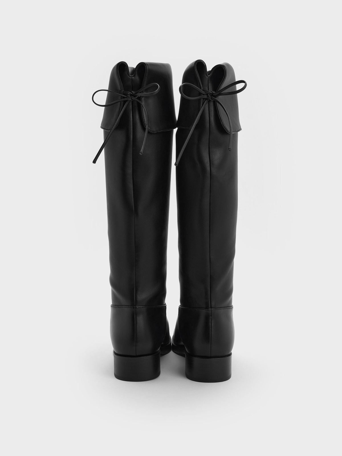 CHARLES & KEITH Best Seller | Louisa Fold-Over Thigh-High Boots - Black