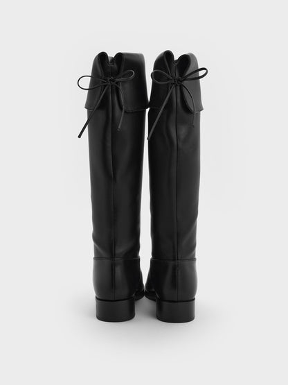 CHARLES & KEITH Best Seller | Louisa Fold-Over Thigh-High Boots - Black