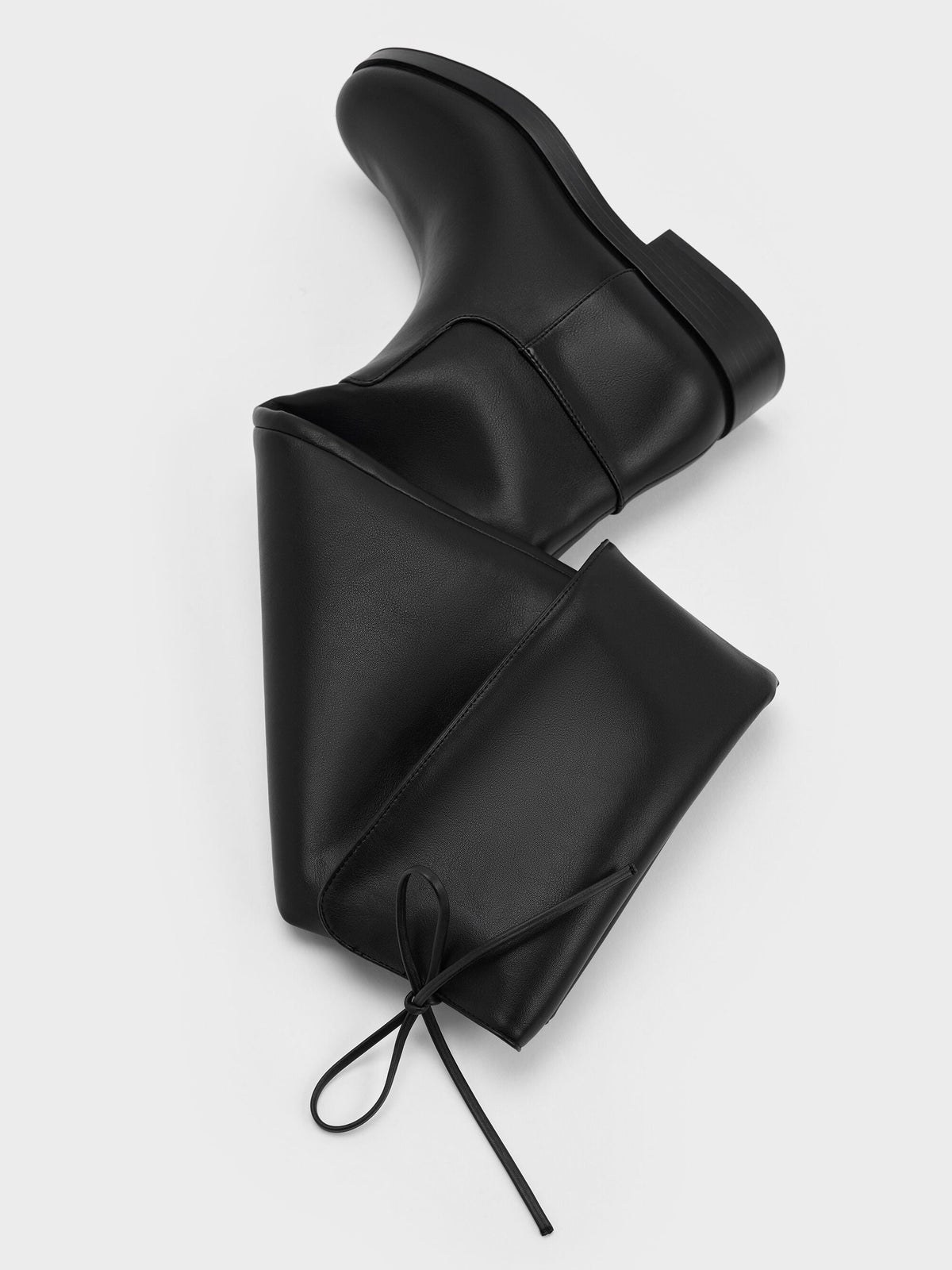 CHARLES & KEITH Best Seller | Louisa Fold-Over Thigh-High Boots - Black