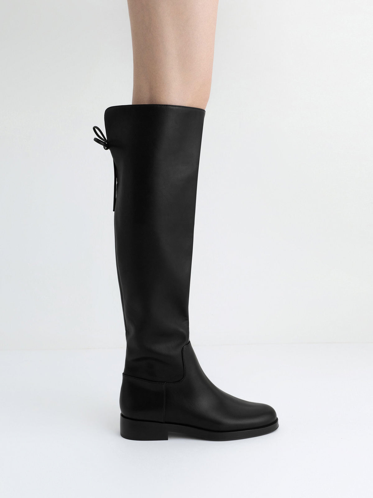 CHARLES & KEITH Best Seller | Louisa Fold-Over Thigh-High Boots - Black