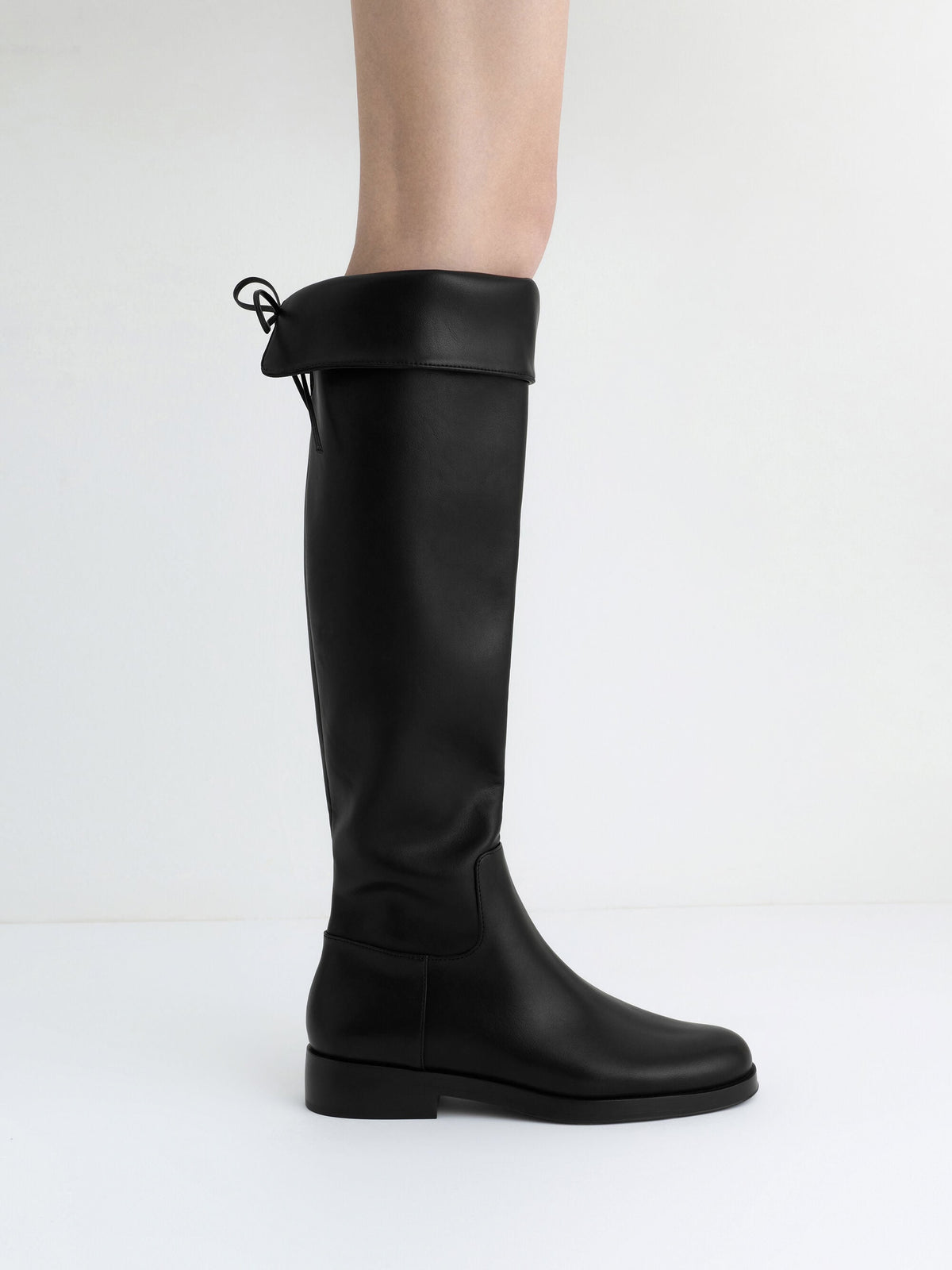 CHARLES & KEITH Best Seller | Louisa Fold-Over Thigh-High Boots - Black