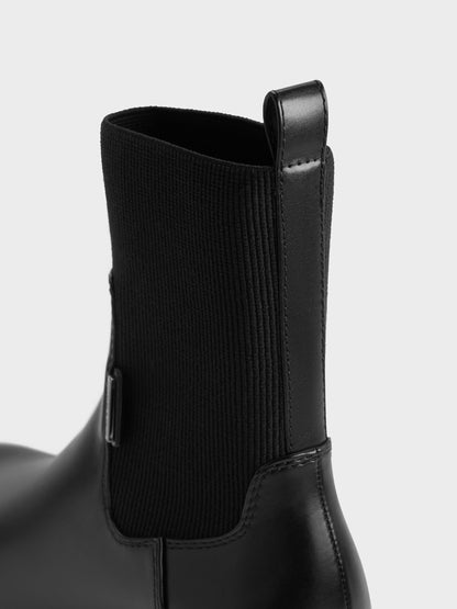 CHARLES & KEITH Everyday | Remy Ridged-Sole Chelsea Boots - Black