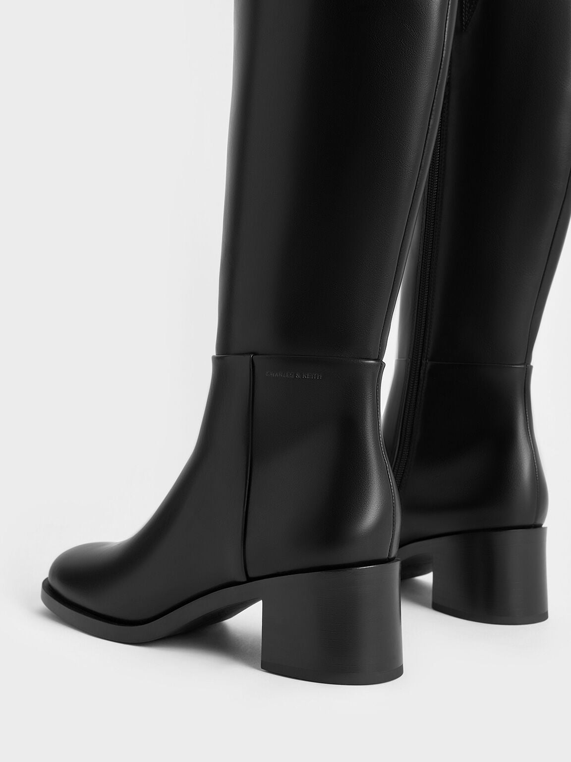 CHARLES & KEITH Best Seller | Louise Block-Heel Knee-High Boots - Black