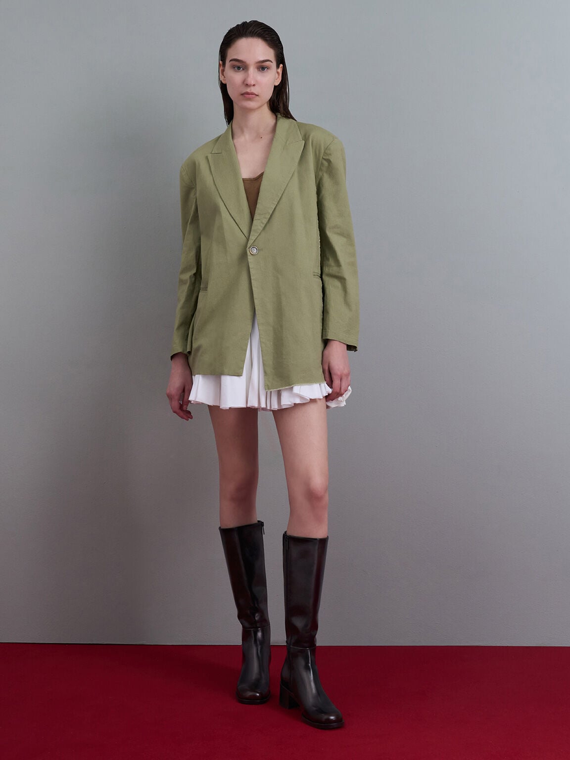 CHARLES & KEITH Quality | Louise Block-Heel Knee-High Boots - Dark Brown