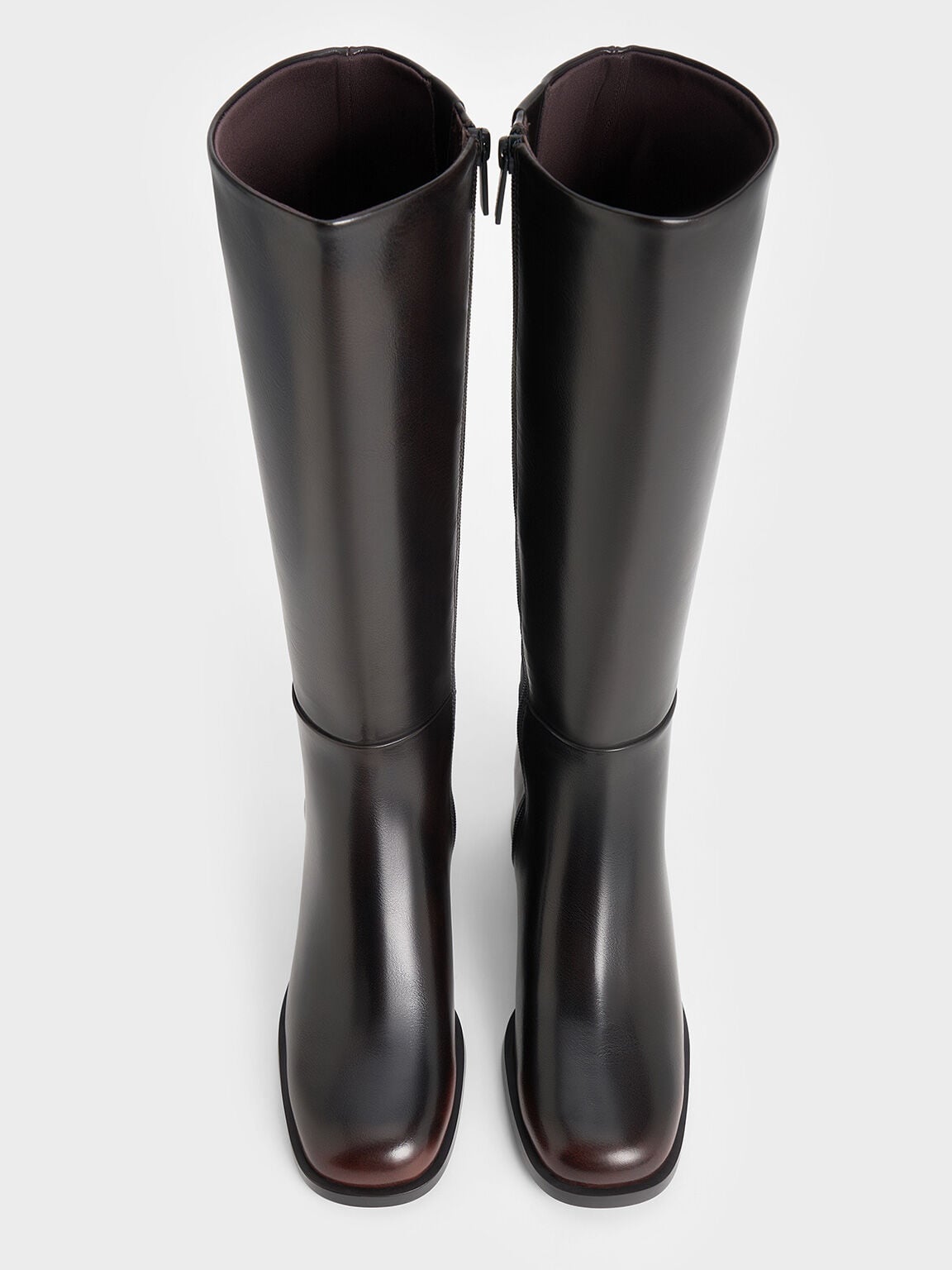 CHARLES & KEITH Quality | Louise Block-Heel Knee-High Boots - Dark Brown