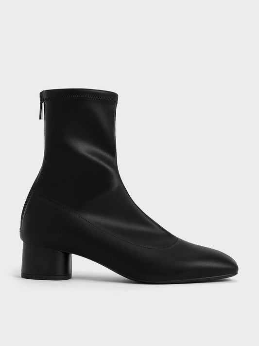 CHARLES & KEITH Top Pick | Stitch-Trim Heeled Ankle Boots - Black