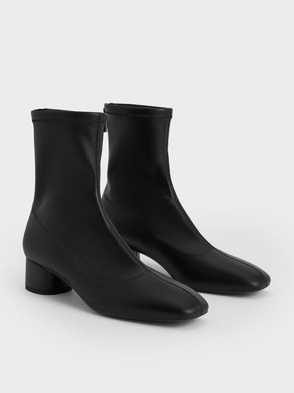 CHARLES & KEITH Top Pick | Stitch-Trim Heeled Ankle Boots - Black