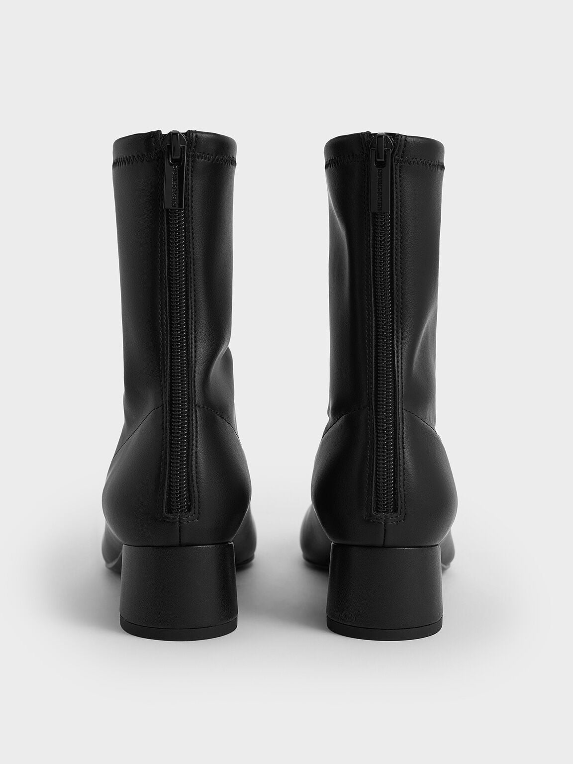 CHARLES & KEITH Top Pick | Stitch-Trim Heeled Ankle Boots - Black