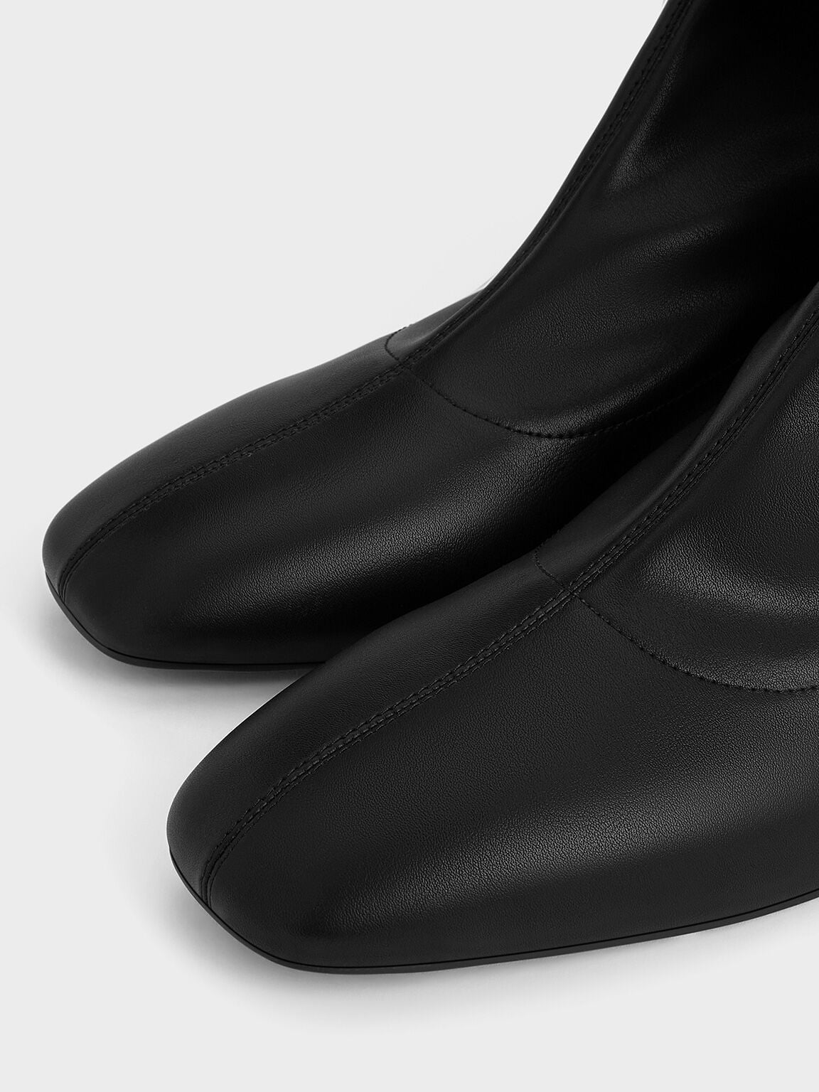 CHARLES & KEITH Top Pick | Stitch-Trim Heeled Ankle Boots - Black