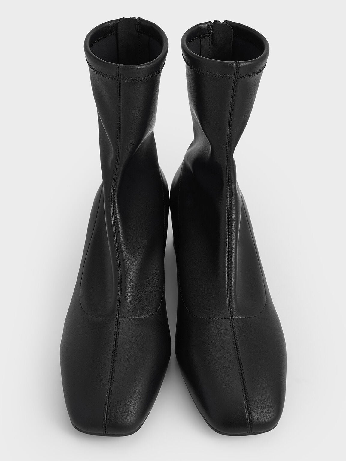 CHARLES & KEITH Top Pick | Stitch-Trim Heeled Ankle Boots - Black