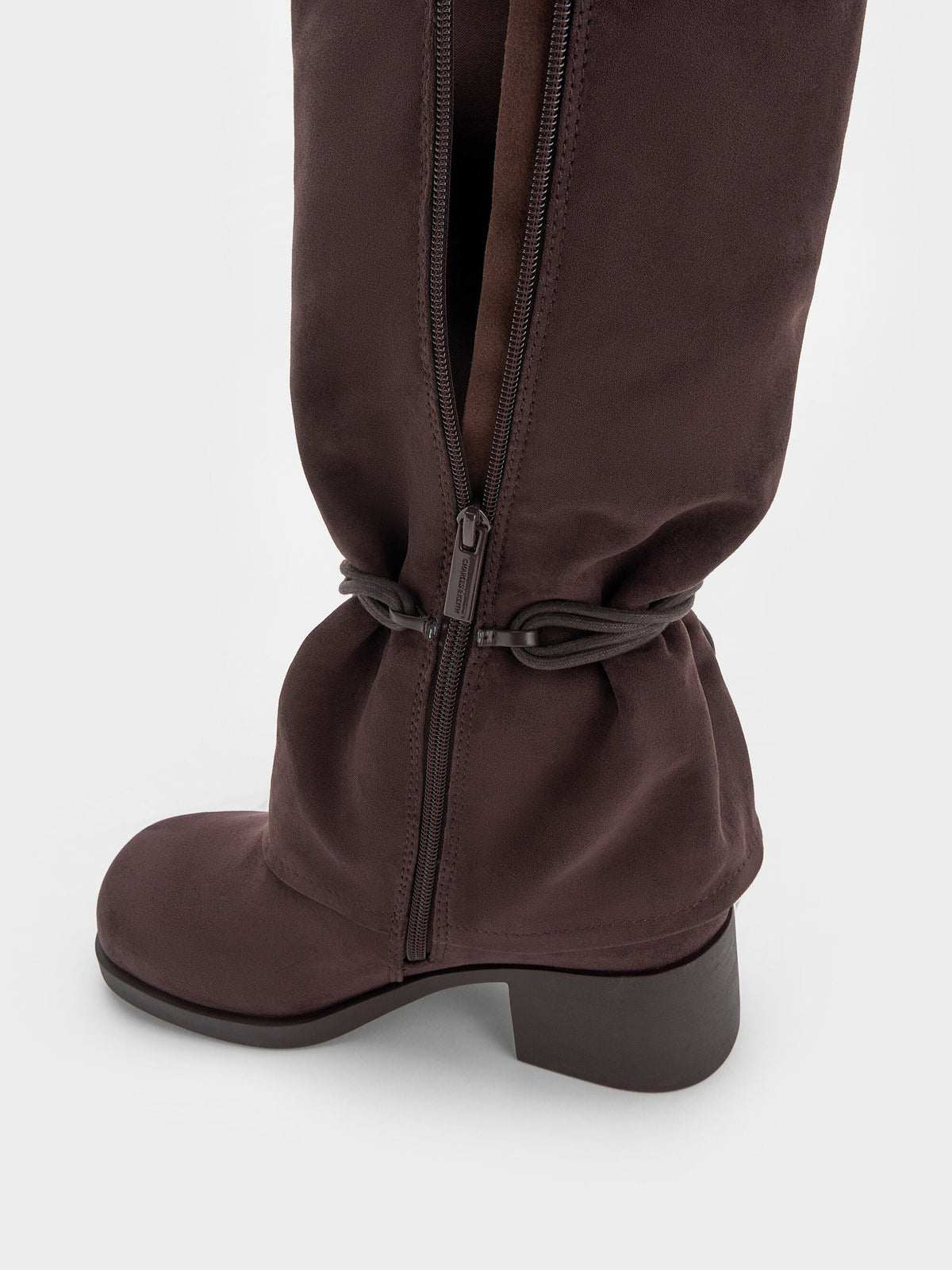CHARLES & KEITH Best Price | Faux Suede Tie-Around Knee-High Boots - Dark Brown Textured