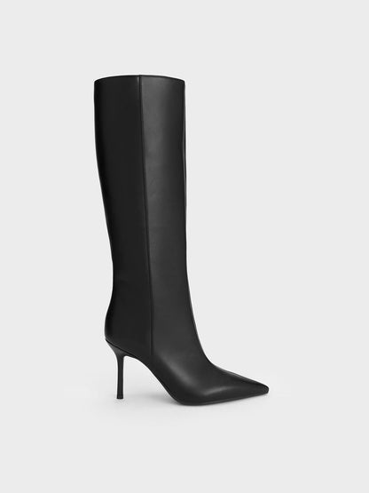 CHARLES & KEITH Recommended | Pointed Stiletto Knee-High Boots - Black