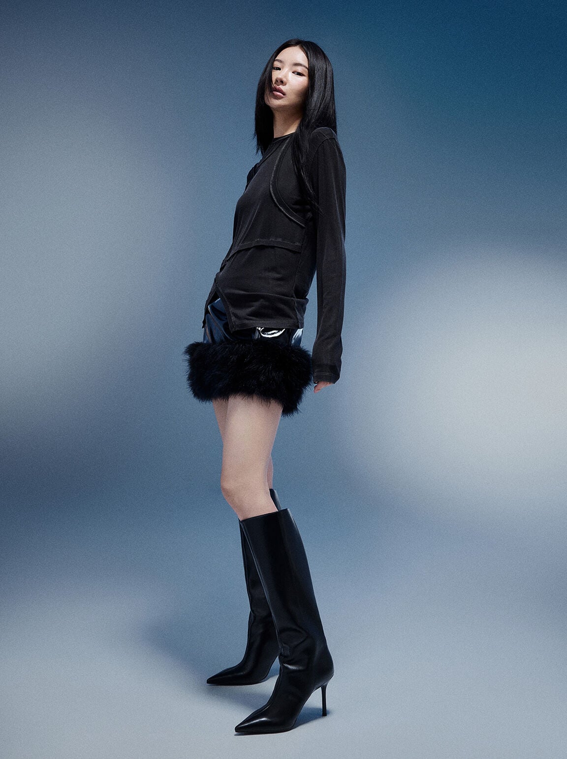CHARLES & KEITH Recommended | Pointed Stiletto Knee-High Boots - Black