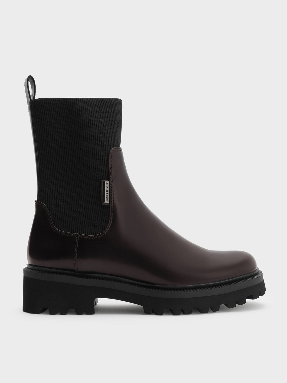 CHARLES & KEITH Great Value | Remy Ridged-Sole Chelsea Boots - Burgundy