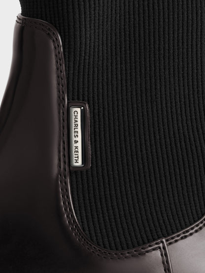 CHARLES & KEITH Great Value | Remy Ridged-Sole Chelsea Boots - Burgundy