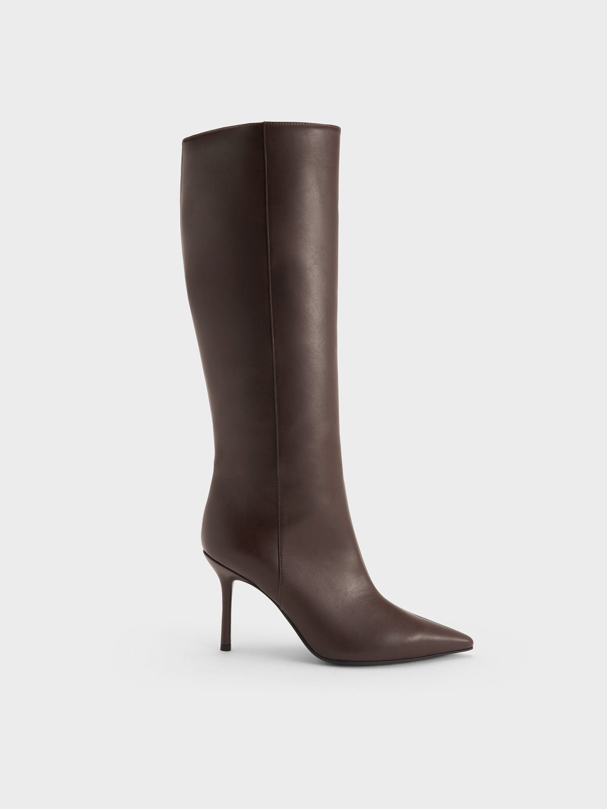 CHARLES & KEITH Exclusive | Pointed Stiletto Knee-High Boots - Dark Brown