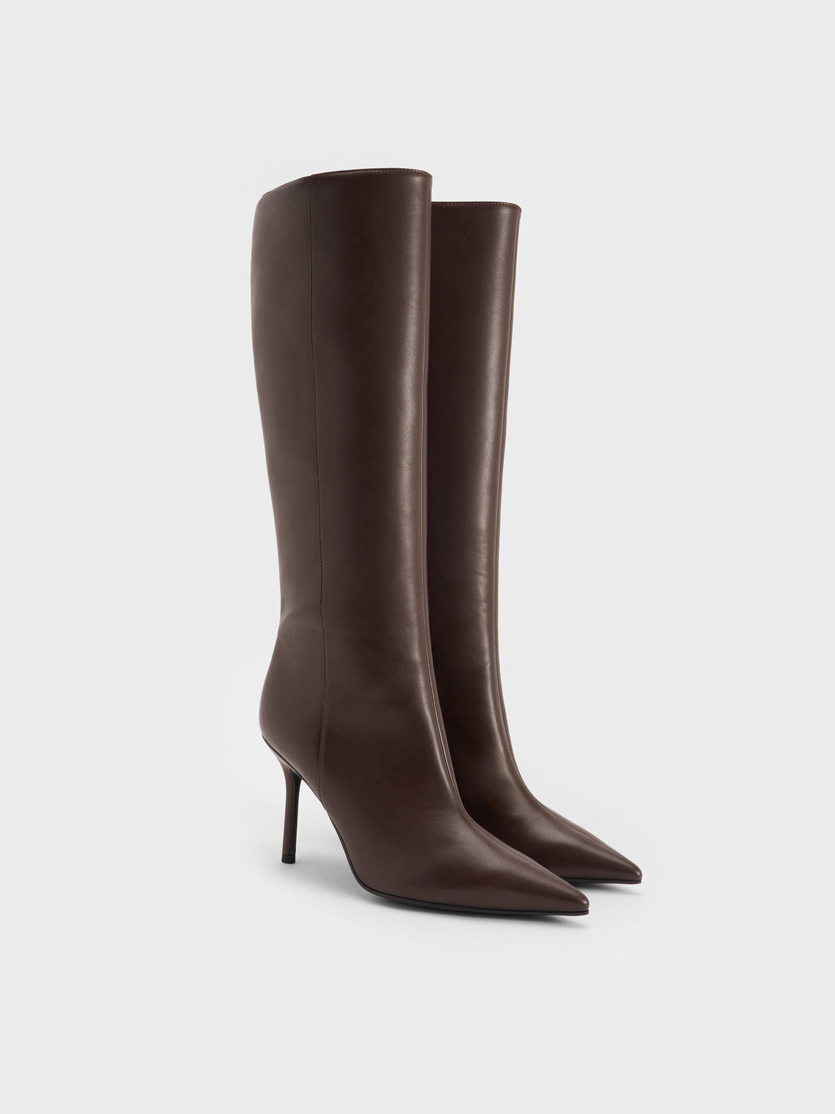 CHARLES & KEITH Exclusive | Pointed Stiletto Knee-High Boots - Dark Brown