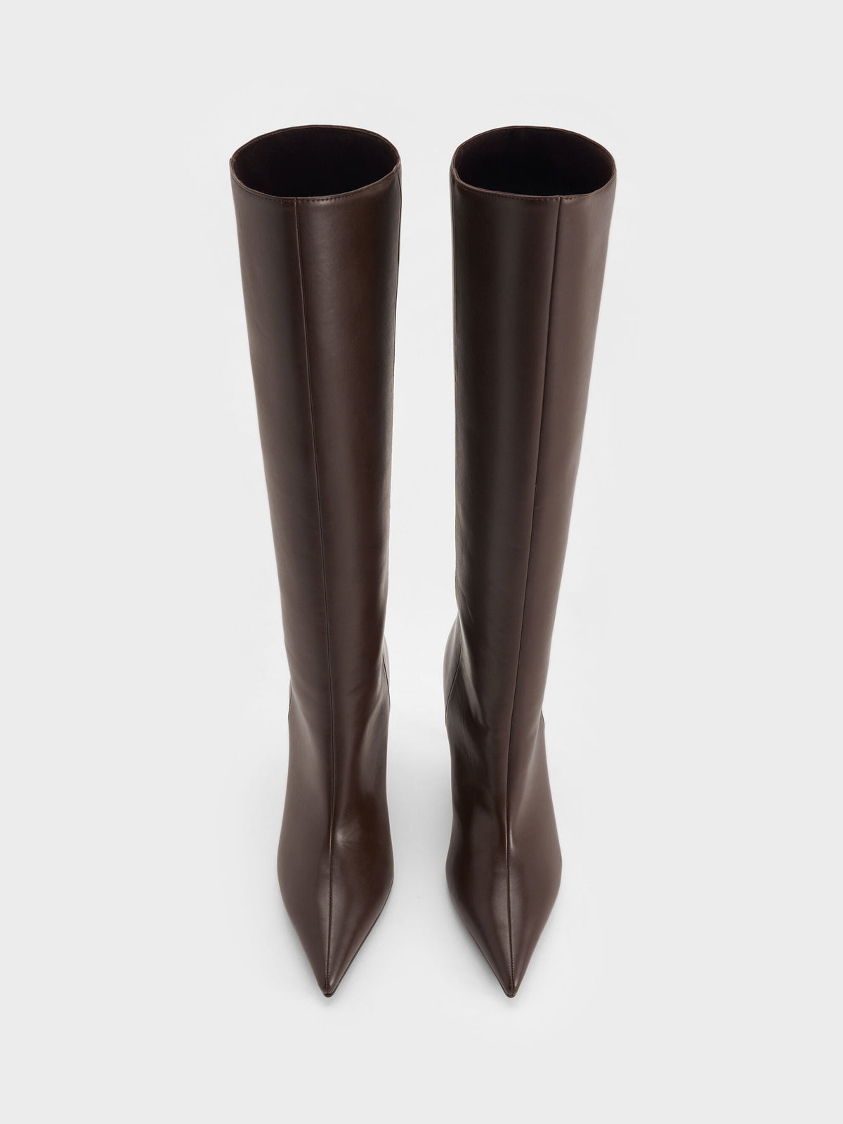 CHARLES & KEITH Exclusive | Pointed Stiletto Knee-High Boots - Dark Brown