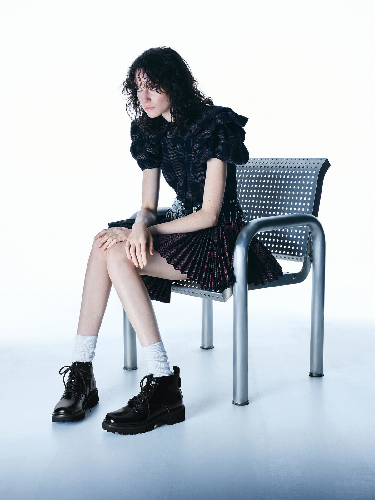 CHARLES & KEITH Premium | Ridged-Sole Side-Zip Combat Boots - Black Box