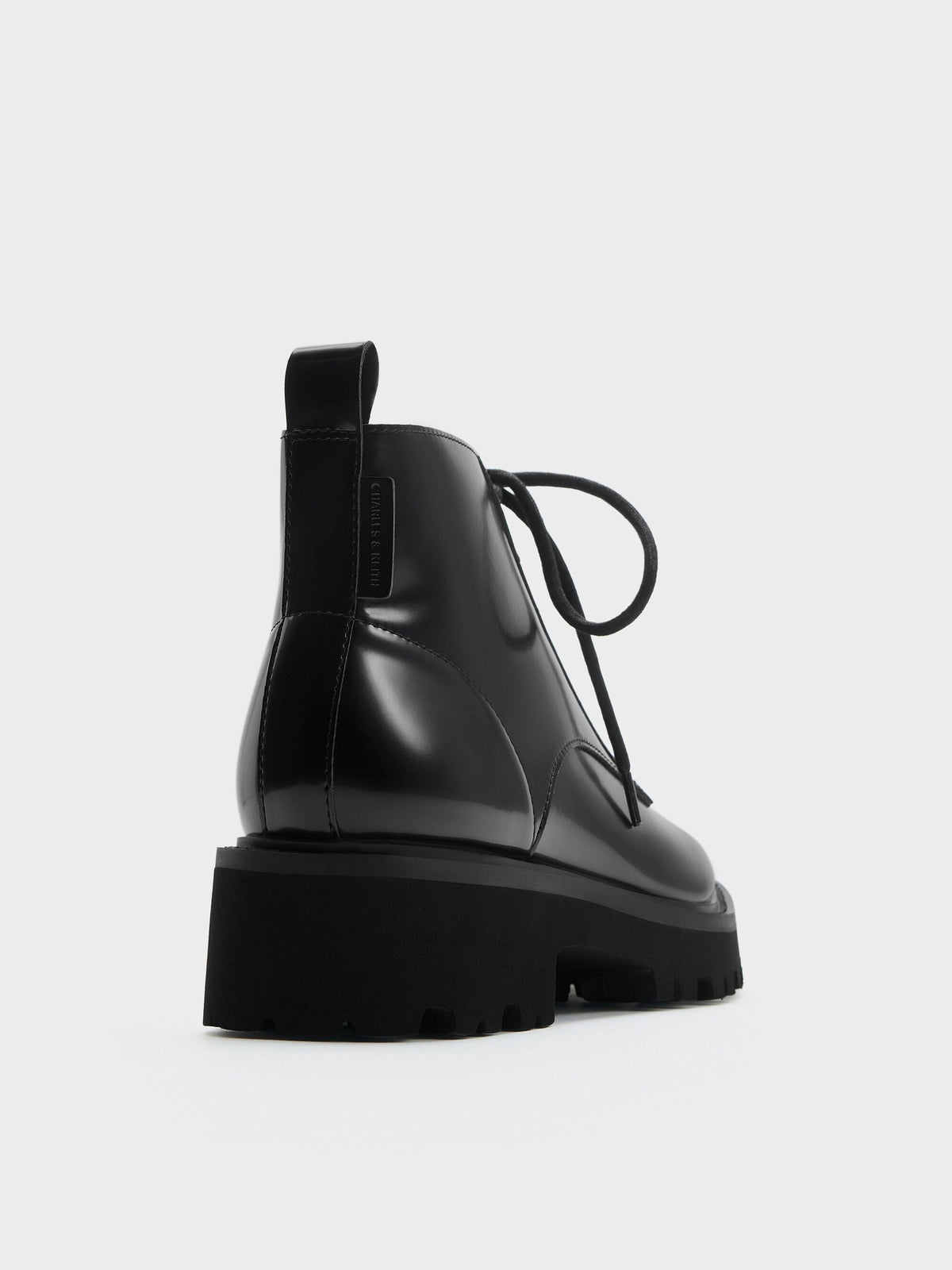 CHARLES & KEITH Premium | Ridged-Sole Side-Zip Combat Boots - Black Box