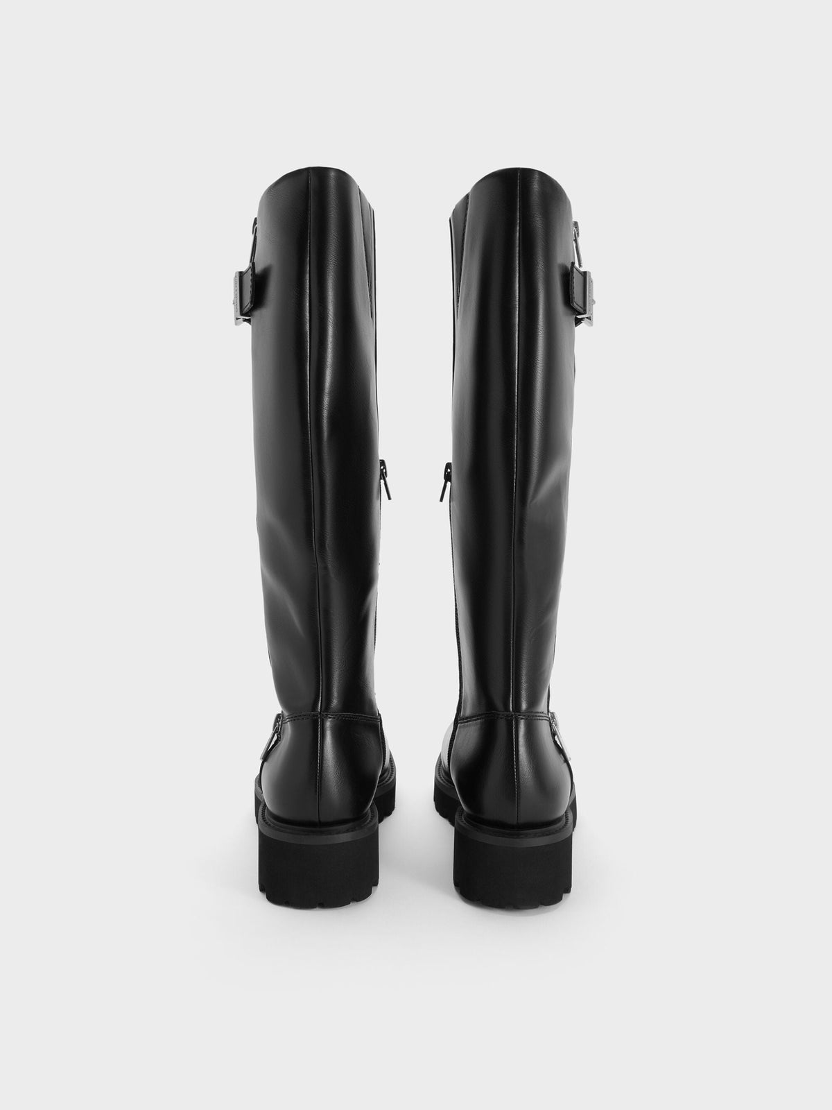 CHARLES & KEITH Customer Favorite | Lyndon Buckled Knee-High Boots - Black