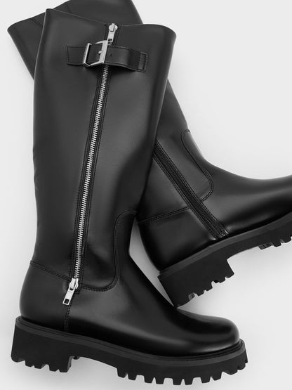 CHARLES & KEITH Customer Favorite | Lyndon Buckled Knee-High Boots - Black
