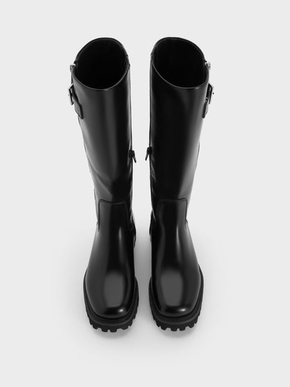 CHARLES & KEITH Customer Favorite | Lyndon Buckled Knee-High Boots - Black