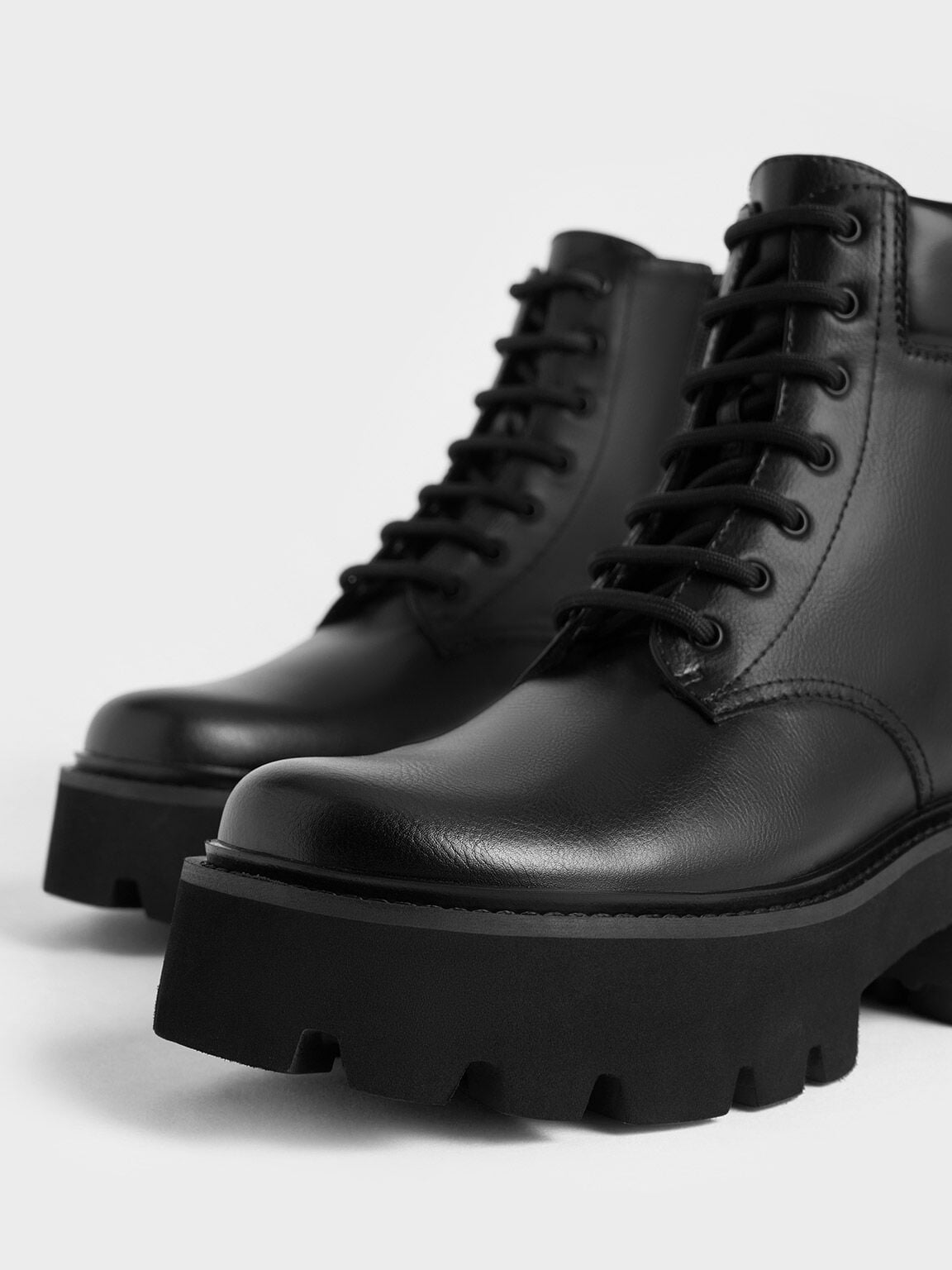 CHARLES & KEITH Deals | Ripley Ridged-Sole Ankle Boots - Black2