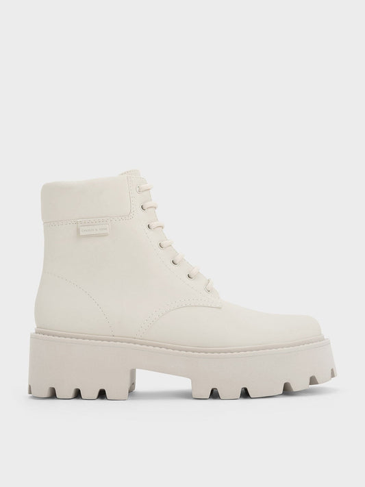 CHARLES & KEITH Signature | Ripley Ridged-Sole Ankle Boots - Chalk