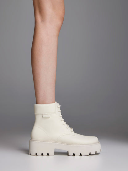 CHARLES & KEITH Signature | Ripley Ridged-Sole Ankle Boots - Chalk