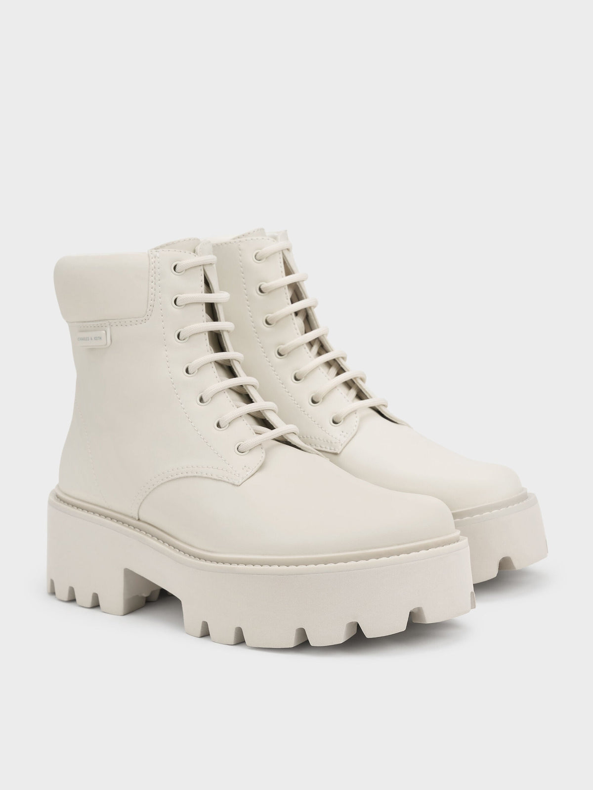 CHARLES & KEITH Signature | Ripley Ridged-Sole Ankle Boots - Chalk