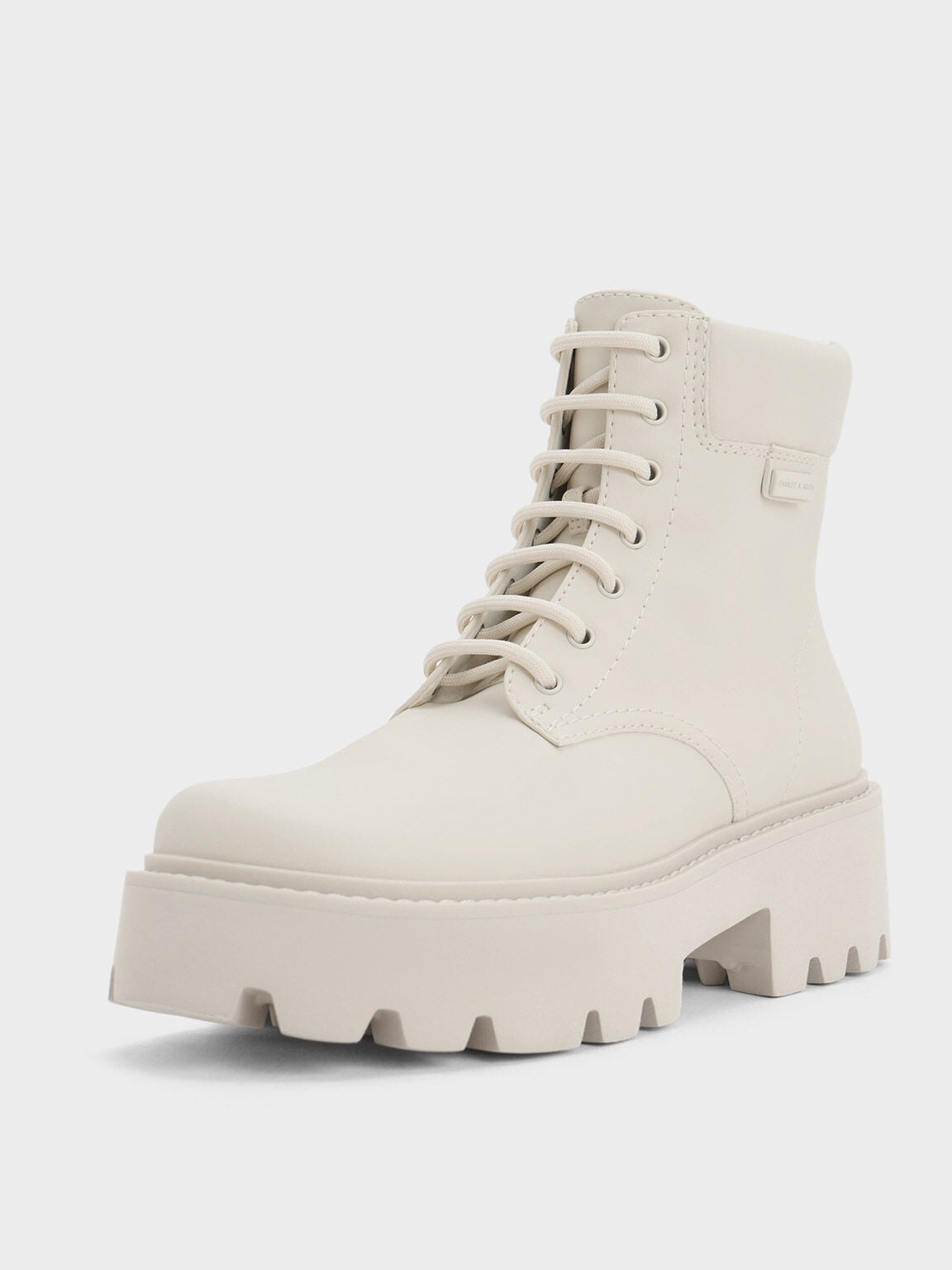 CHARLES & KEITH Signature | Ripley Ridged-Sole Ankle Boots - Chalk