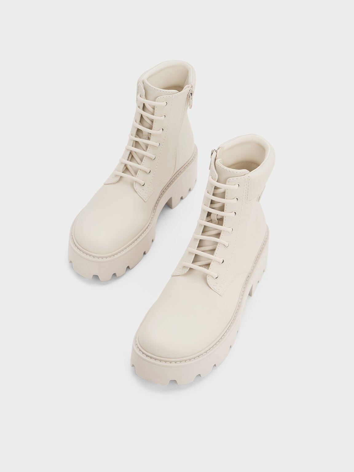CHARLES & KEITH Signature | Ripley Ridged-Sole Ankle Boots - Chalk